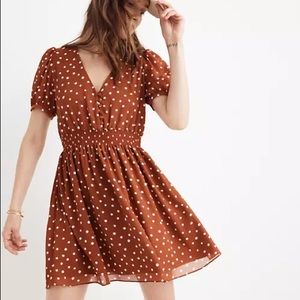MADEWELL Smocked-Waist Inkspot Dots Mini Dress
